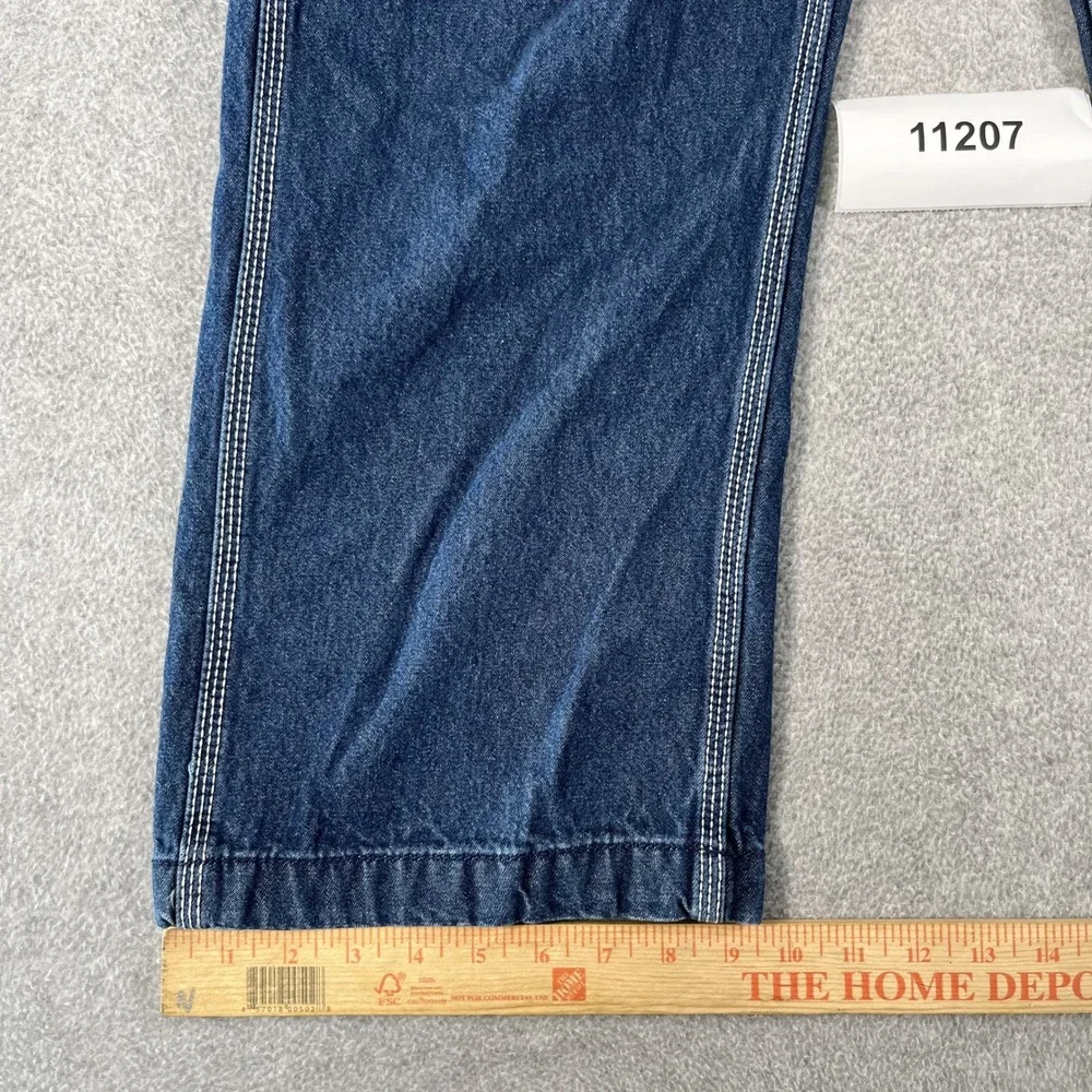 REAL WORK Bib Overalls Mens 40x30 Blue Denim Dungarees Workwear Casual Carpenter
